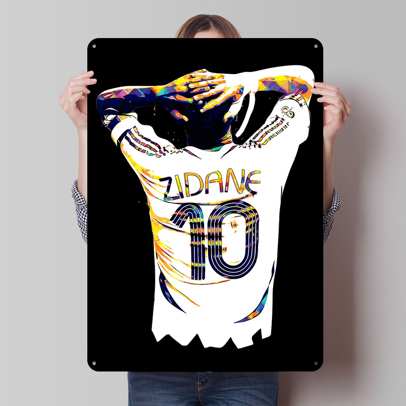 Retro Gaming Jersey - Póster Metálico de Zidane, Jersey de