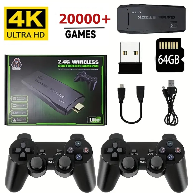 Retro Gaming Hdmi Stick - Consola de Videojuegos 2.4G con Dos