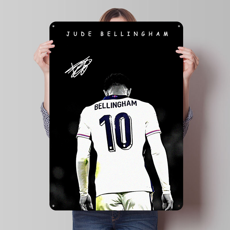 Retro Gaming Jersey - Póster Metálico de Bellingham Soccer Jersey,