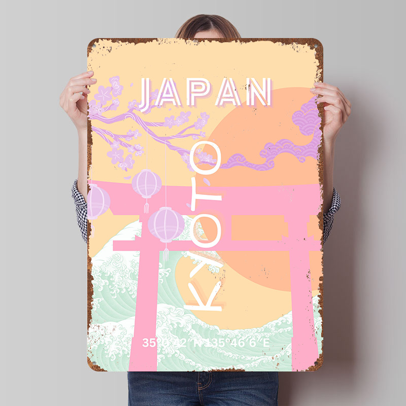 Retro Gaming Japan - Póster Metálico de Arte de Viaje