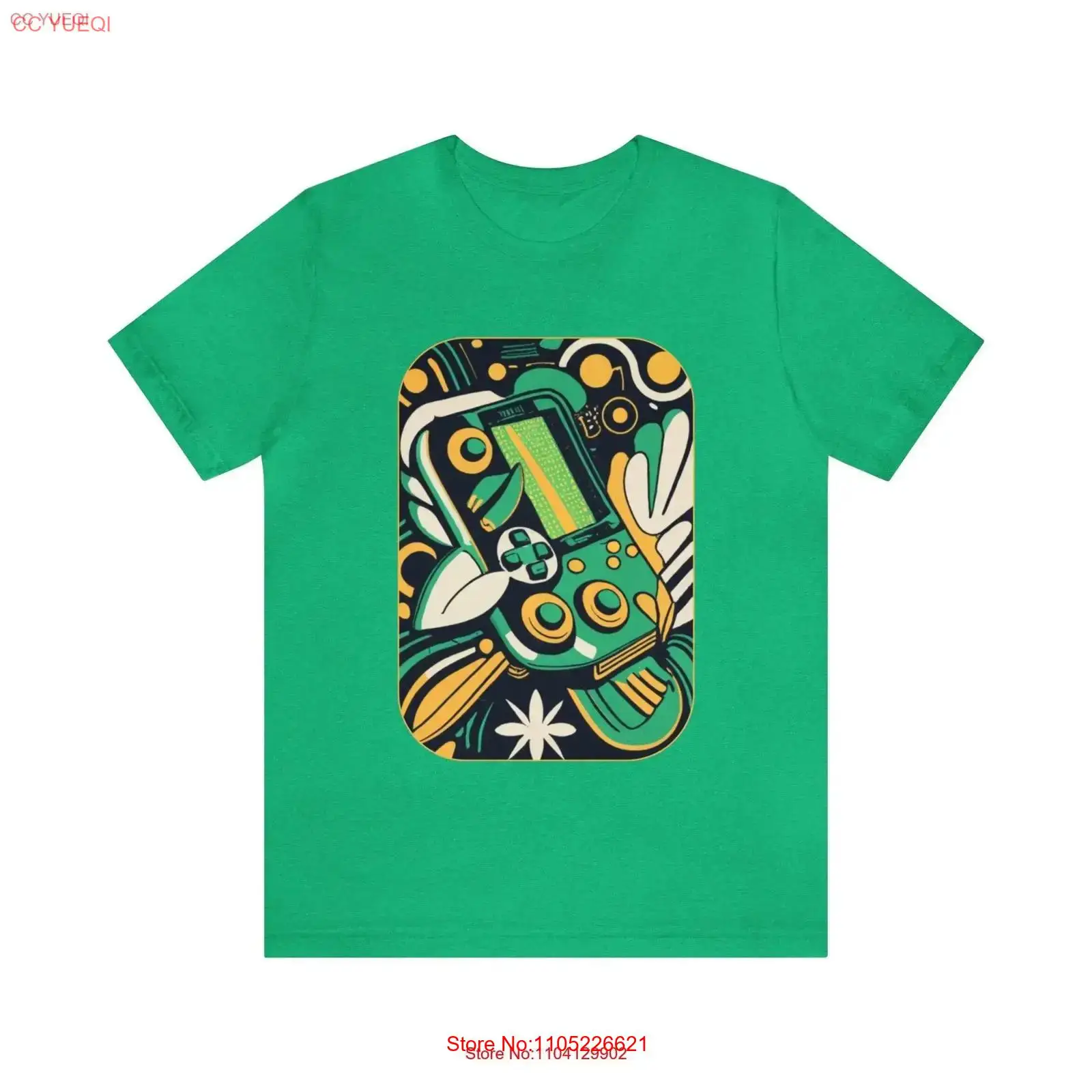 Retro Gaming Jersey - Camiseta de jersey verde con motivos