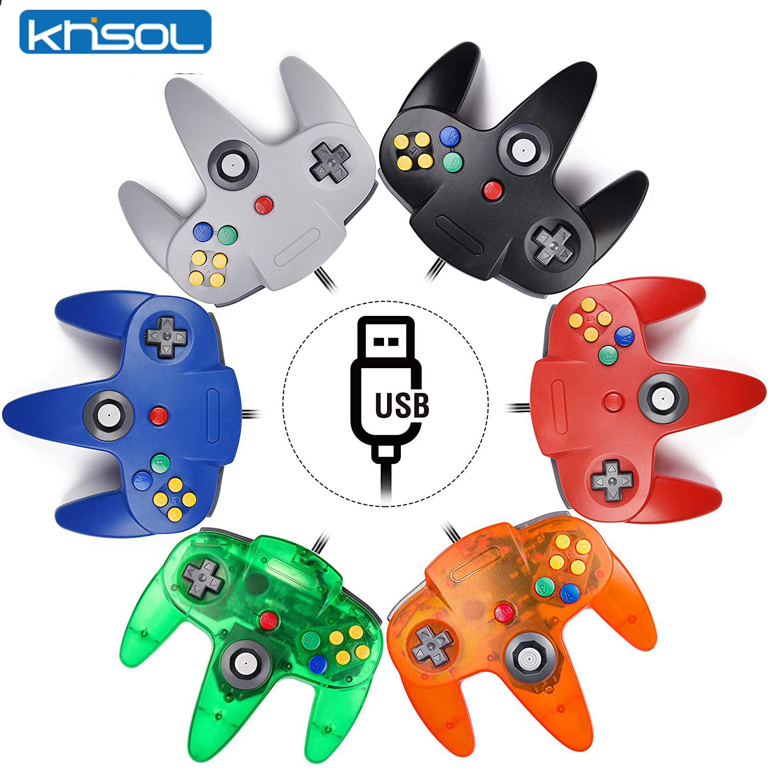 Retro Gaming Joystick - Controlador N64 clásico USB con cable