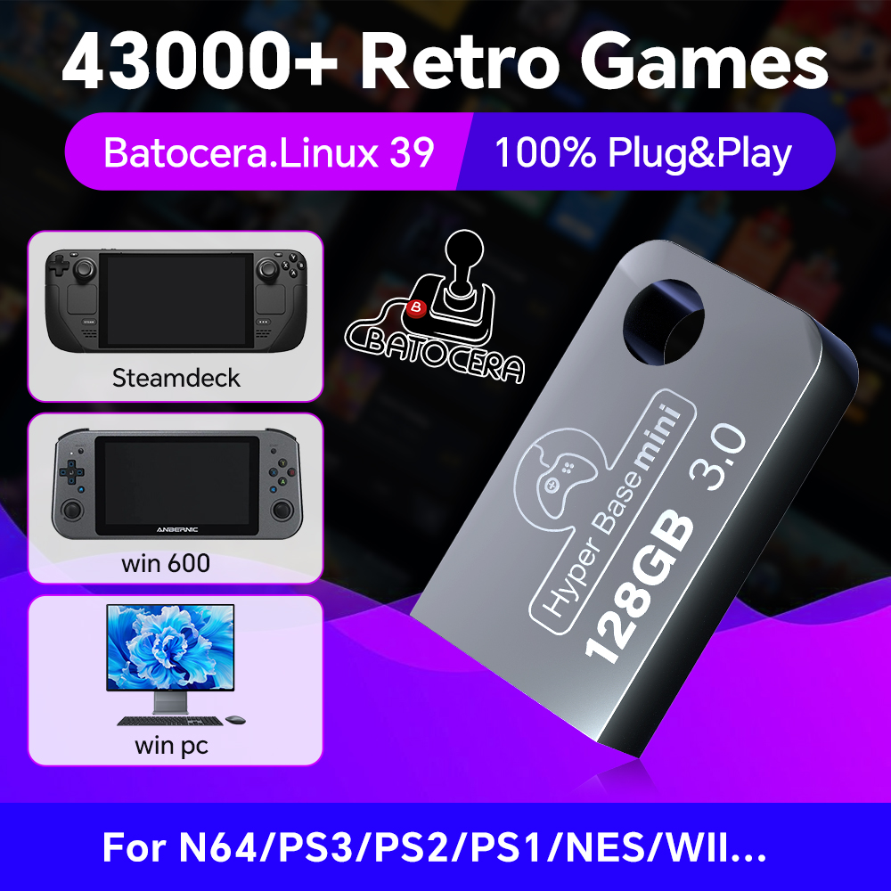 Retro Gaming Best Console - Batocera-unidad Flash USB de 128G para